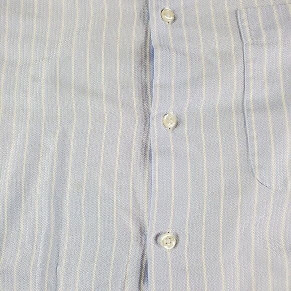 Neiman Marcus Shirt Mens Sz 17 34/35 Blue Striped 100% Cotton Dress Button Up - Picture 3 of 9
